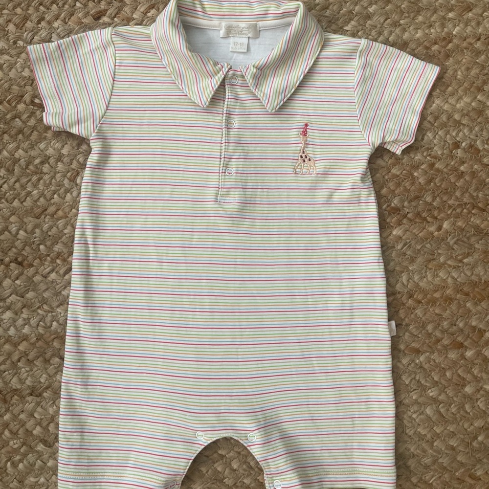 Kissy Kissy Romper with Giraffe Embroidery
